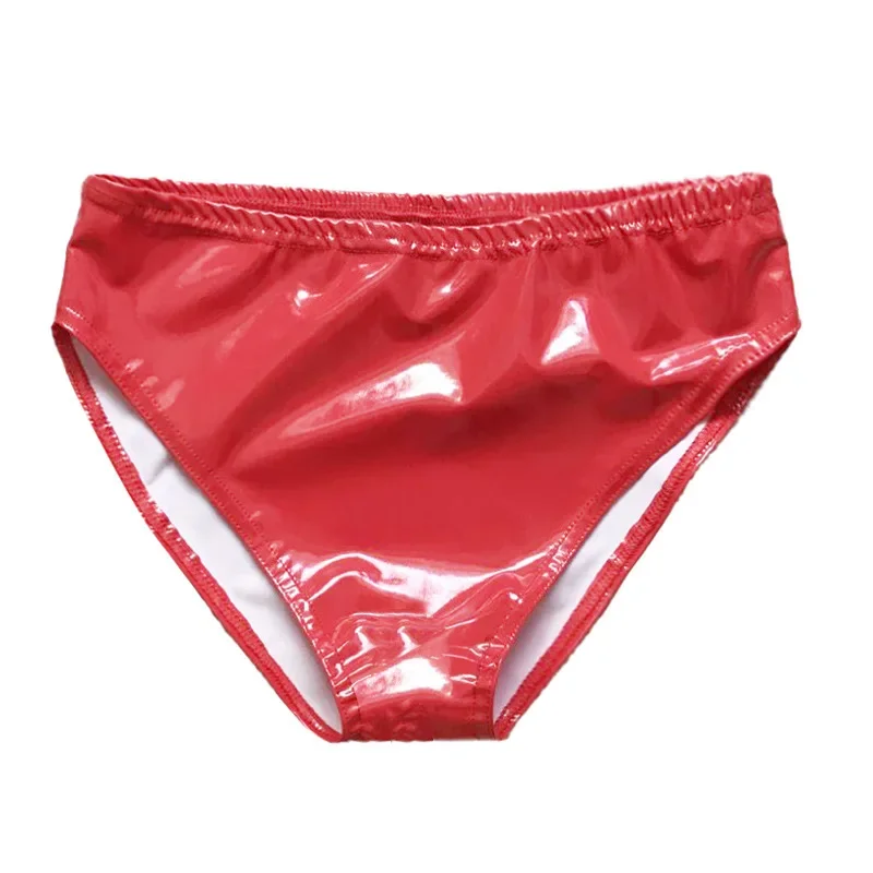 Men Sexy Latex Glossy Briefs Underwear Pvc Leather Underpants Women Patent Leather Erotic Lingerie Thongs Sissy Panties