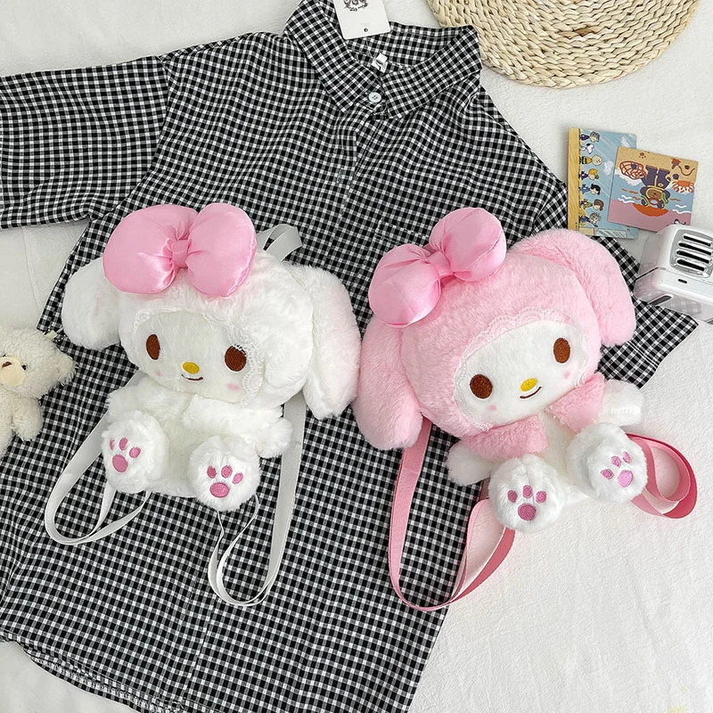 

Sanrio милые плюшевые рюкзаки Мелодия Мягкая Сумка Наплечная Сумка Аниме мягкий рюкзак для девочек рождественские подарки