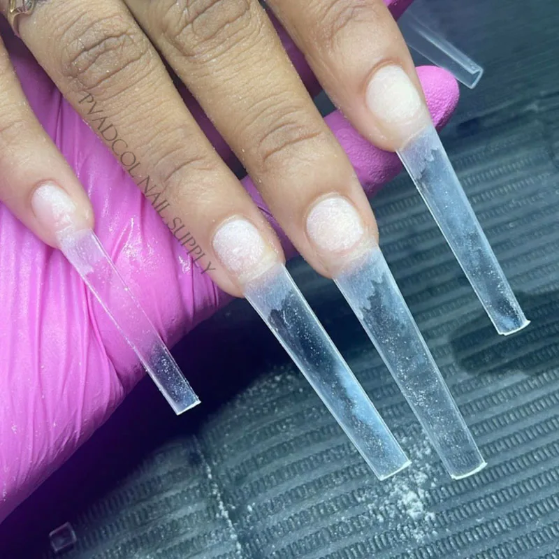 

3XL Nail Tips Coffin Long No C Curve Straight False Tip Half Cover Acrylic Fake Nails Pack of 504pcs