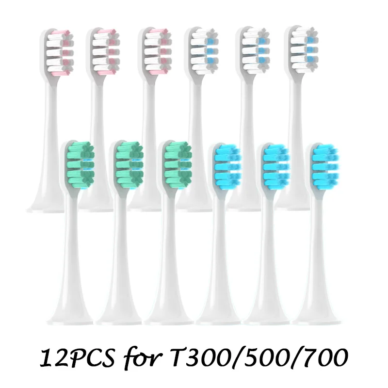 Toothbrush Heads 12PCS Replacement Brush Heads XIAOMI MIJIA T300/T500/T700 Sonic Electric Tooth Soft Bristle Caps Vacuum Package Nozzles