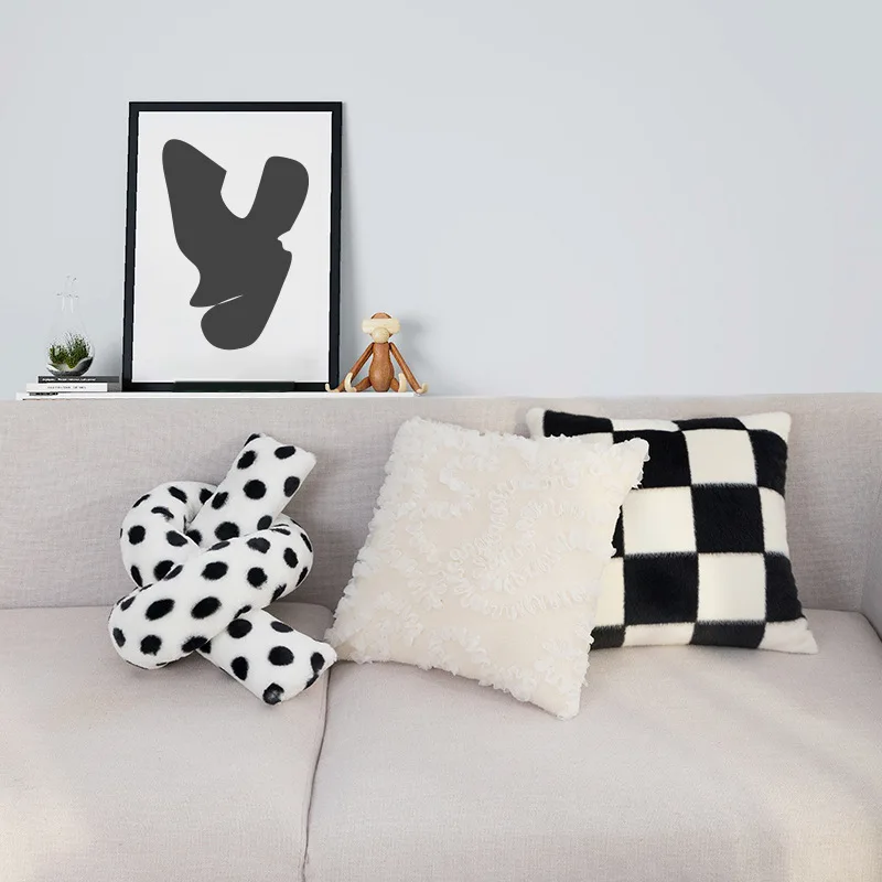 

Nordic Instagram Style Pillow Cushion Plush Printed Embroidered Pillow Hotel Sample Room Living Room Sofa Pillow Cases
