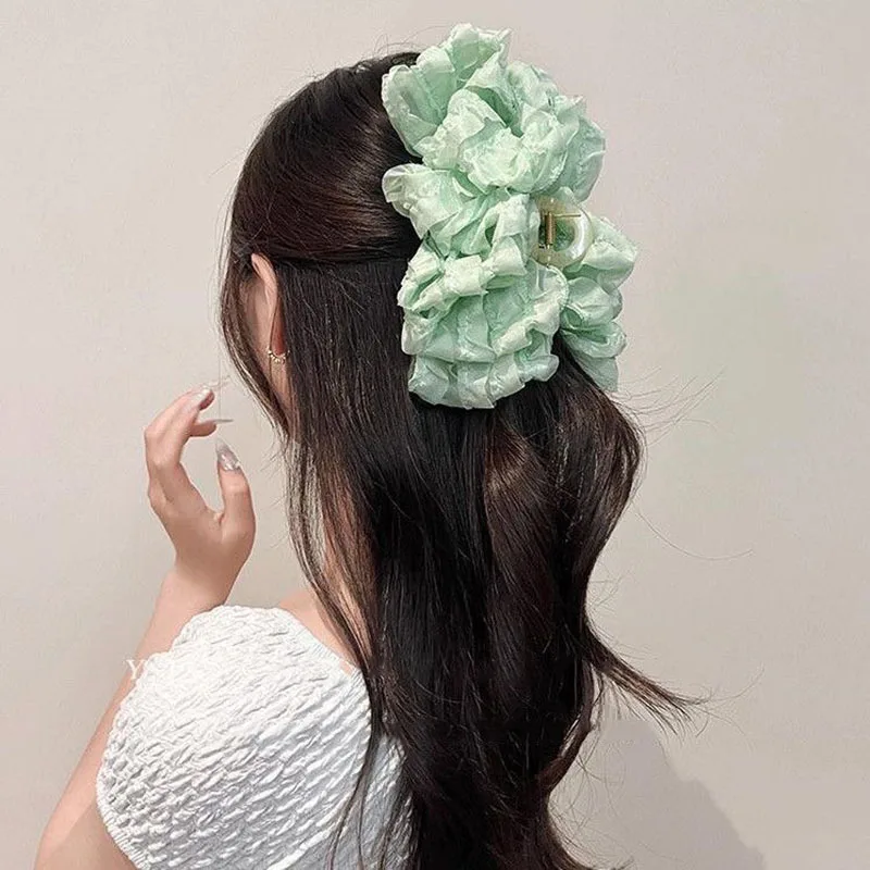 Elegante Chiffon Blume Bogen Haar Klaue Für Frauen Süße Große Hai Haar Clip Krabben Haarnadel Hairgrip Kopfbedeckung Mädchen Haar Zubehör – Detail 25