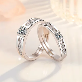 Anello di Lusso in Argento Sterling 925 con Zirconi, Semplice ed Elegante, per Uomo e Donna, Regalo per Matrimoni e Feste, Gioiello Affascinante