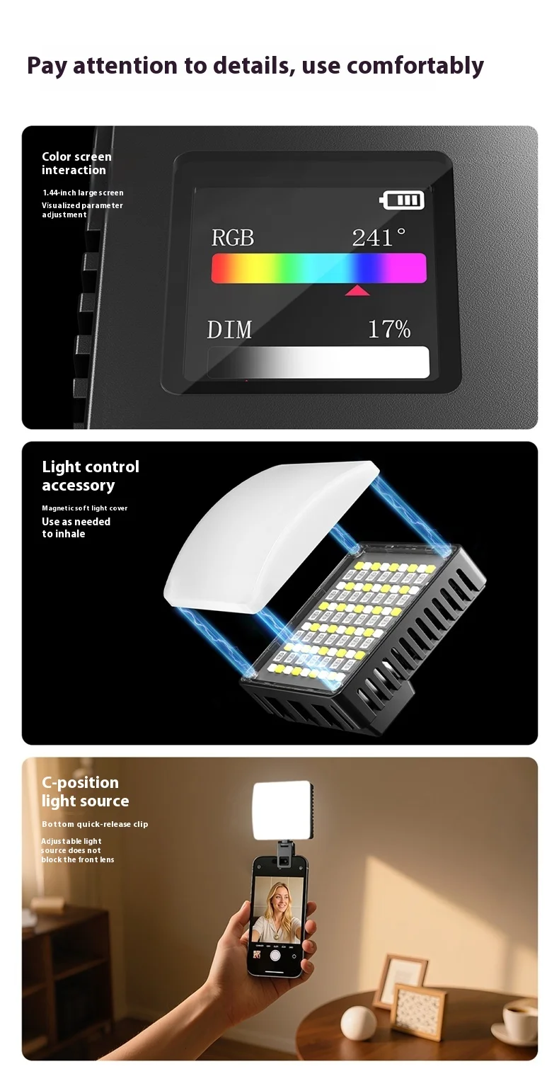 Ulanzi C10 RGB Fill Light Mini 10W Portable Video Light description image 6