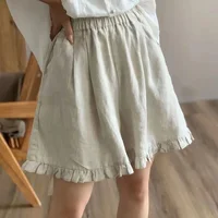 Ruffles Shorts Women M-4XL Sweet Loose Vintage Korean Style Summer Casual Temperament College Simple All-match Fashion Classic - Image 2