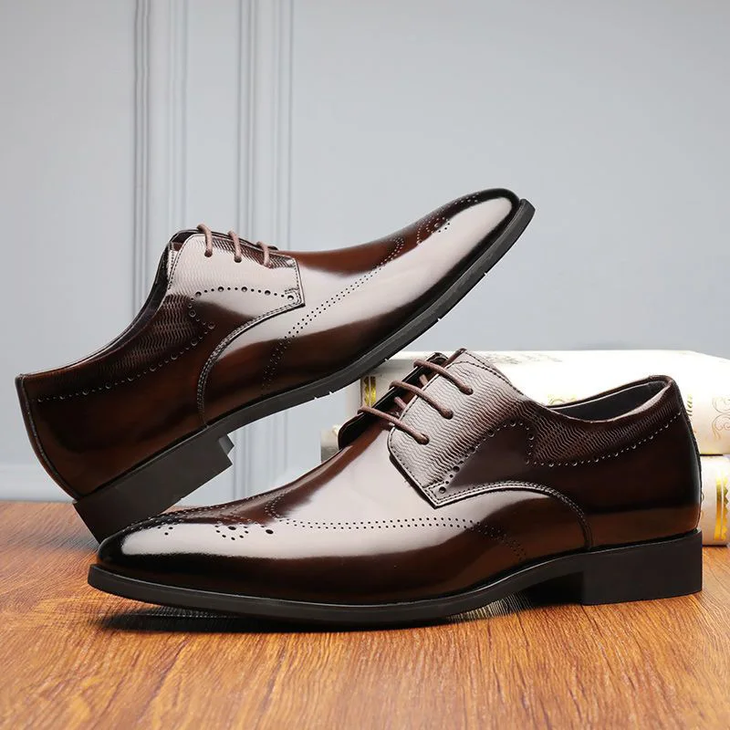 2024 Man Split Leather Shoes Rubber Sole Man Business Office Male Dress Lether Shoes Genuine Leather Wedding Party Shoes Plus 48 5