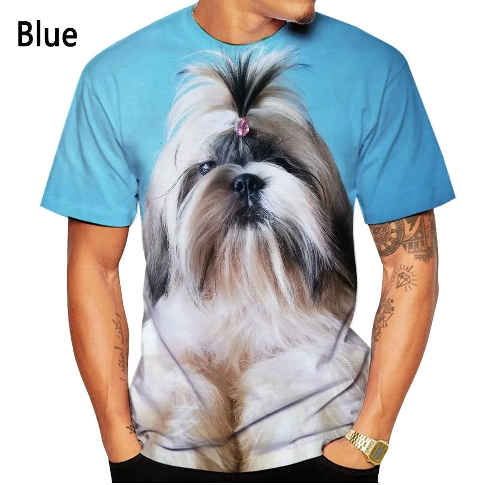 Casual Men Shih Tzu Animal Oversized T Shirt