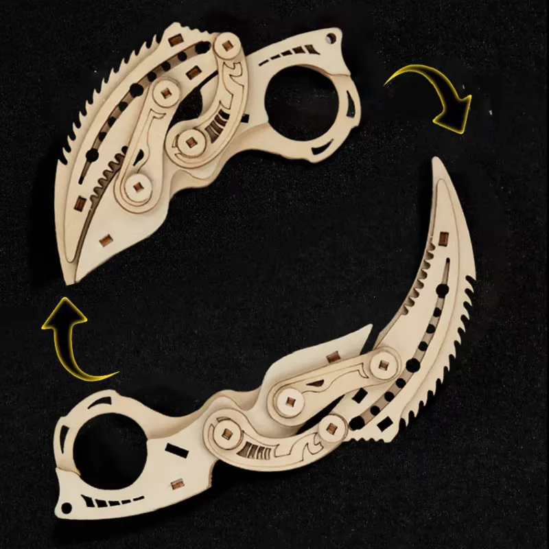 3D Puzzle Wood Assembly Model DIY Karambit Montage Toys Mini Small Pistol Toys Claw Knife Safety Knives Boys