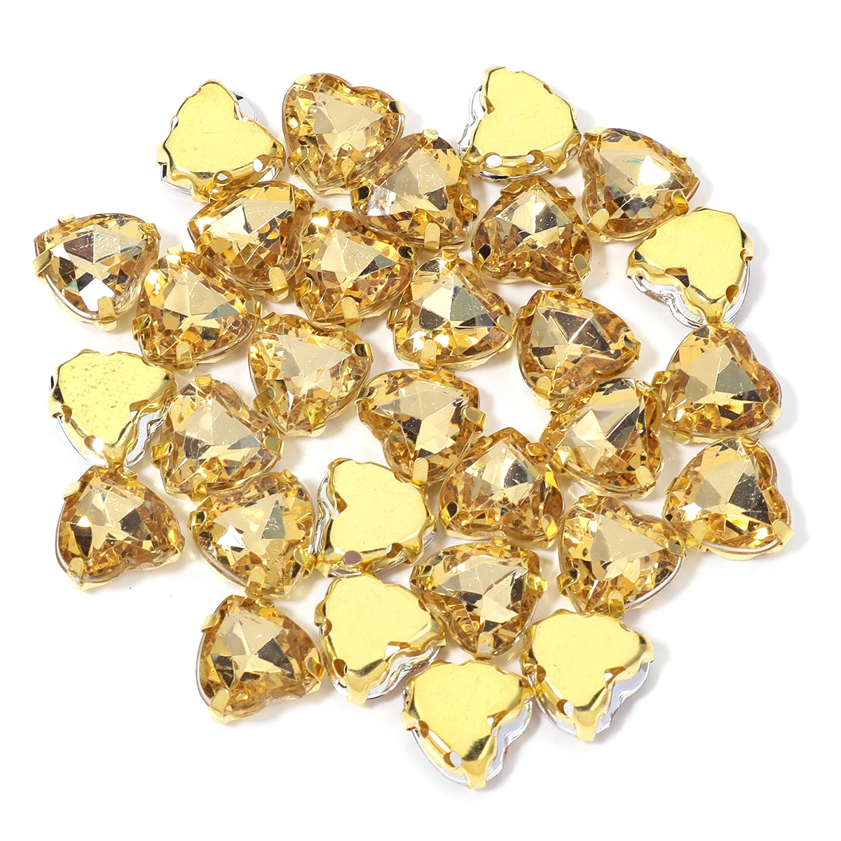 30 stücke Herz Strass Klaue Bohrer Edelstahl Gold Basis Acryl Strass Für DIY Kleidung Dekoration Halskette Zubehör – Detail 21