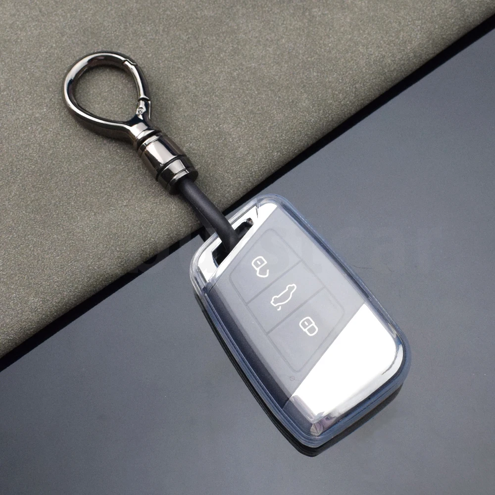 Transparent TPU Car Key Case Cover with Keychain Accessories