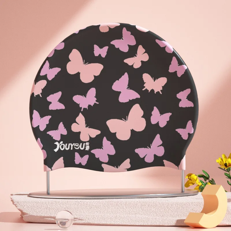 Adults High Elastic Cute Swimming Caps Women Waterproof  Pool Cap Protect Ears Long Hair Large Silicone Bath Hat 3