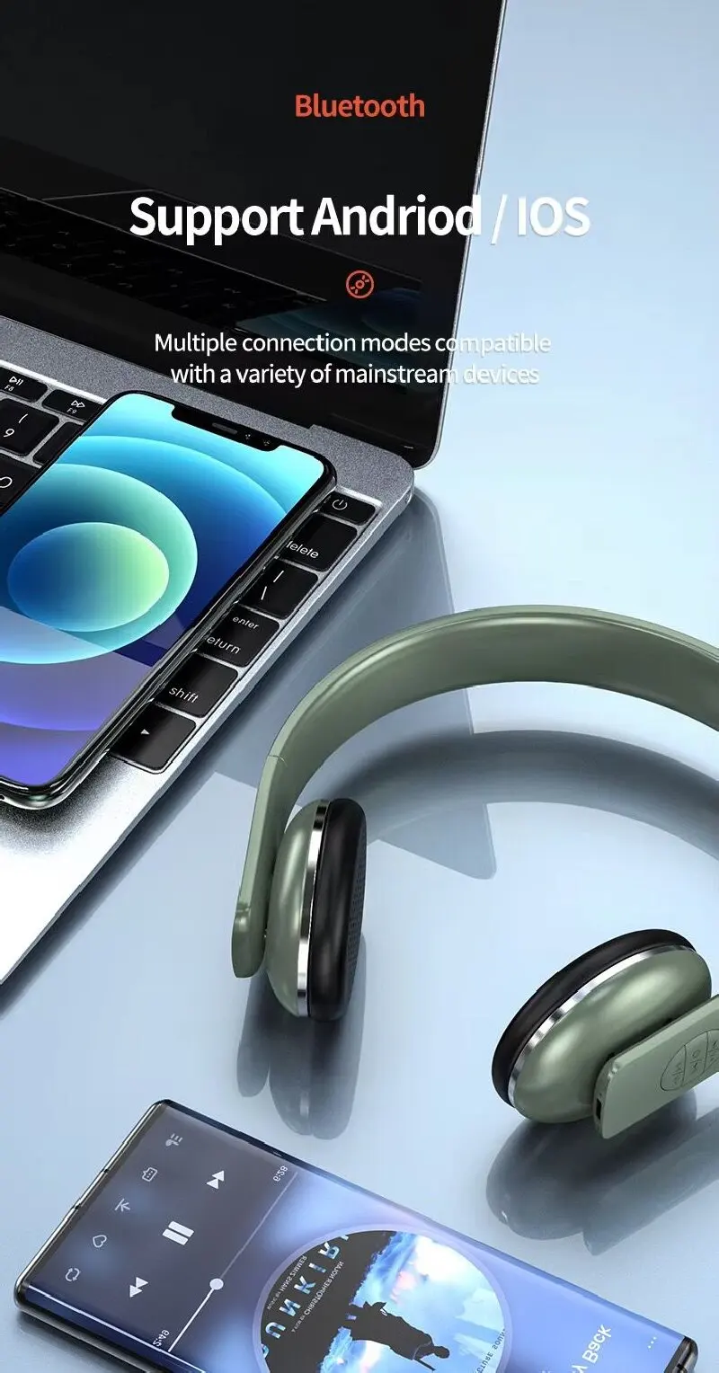 ZECAA جديد معدن بلوتوث سماعة رأس لاسلكية 5.4 رئيس...