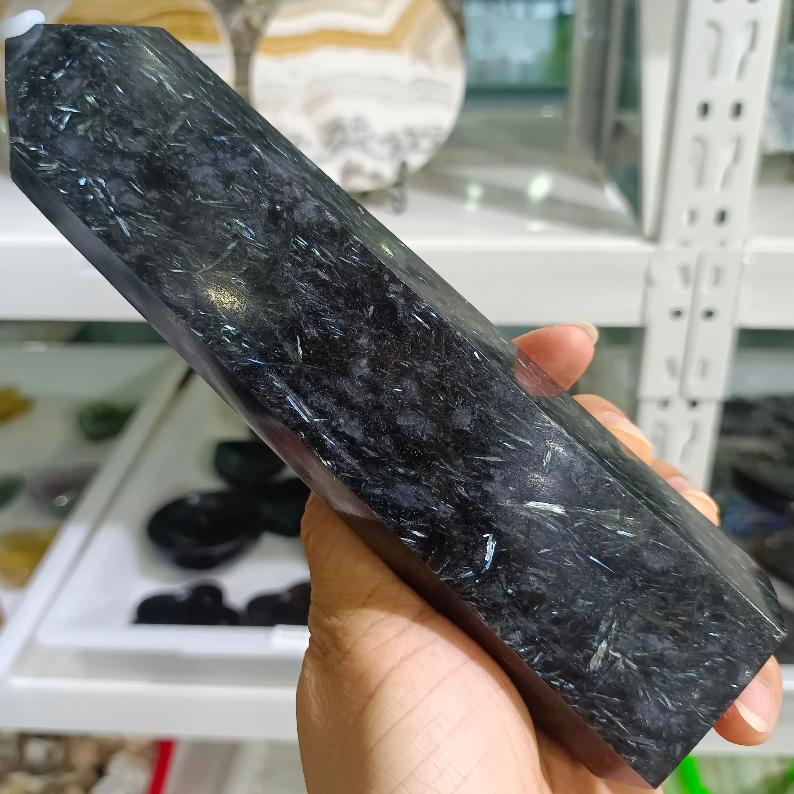 

Natural Smoke Flower Stone Column Crystal Wand Energy Ore Home Office Decoration Craft Gifts Mineral Degaussing Ornaments
