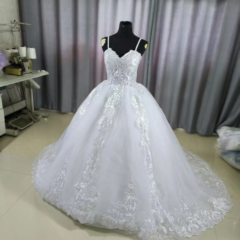 Whit Wedding Dresses For Women 2025 Summer Princesss Vintage Sweet Spaghetti Straps Sleeves Bridal Ball Gown Vestidos De Novias - 2