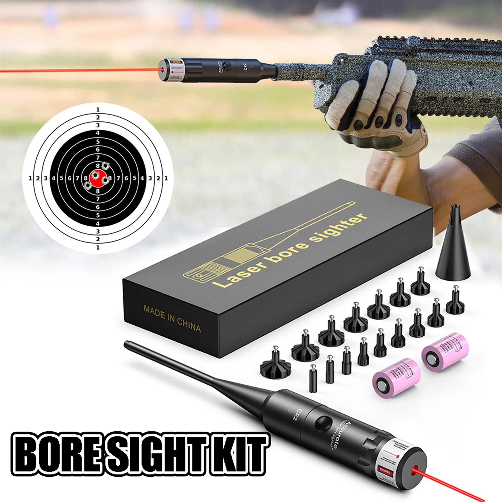 Laser Bore Sight Kit Bright Green or Red Dot BoreSighter with Big Button Switch Rifle Laser Bore Sighter for .17 to 12GA Caliber laser sight