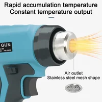 for Makita/Dewalt/Milwaukee/Bosch/Black Decker 18V 20V Li-ion Battery Cordless Heat Gun with 4 Nozzle Portable Heating Equipment 2