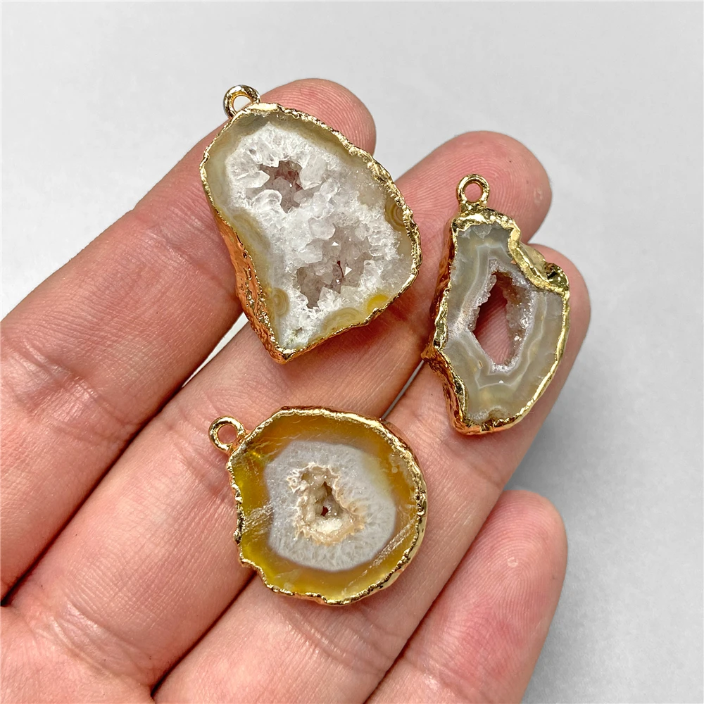 Natural Stone Druzy Agates Pendant Irregular Druzy Crystal Quartz