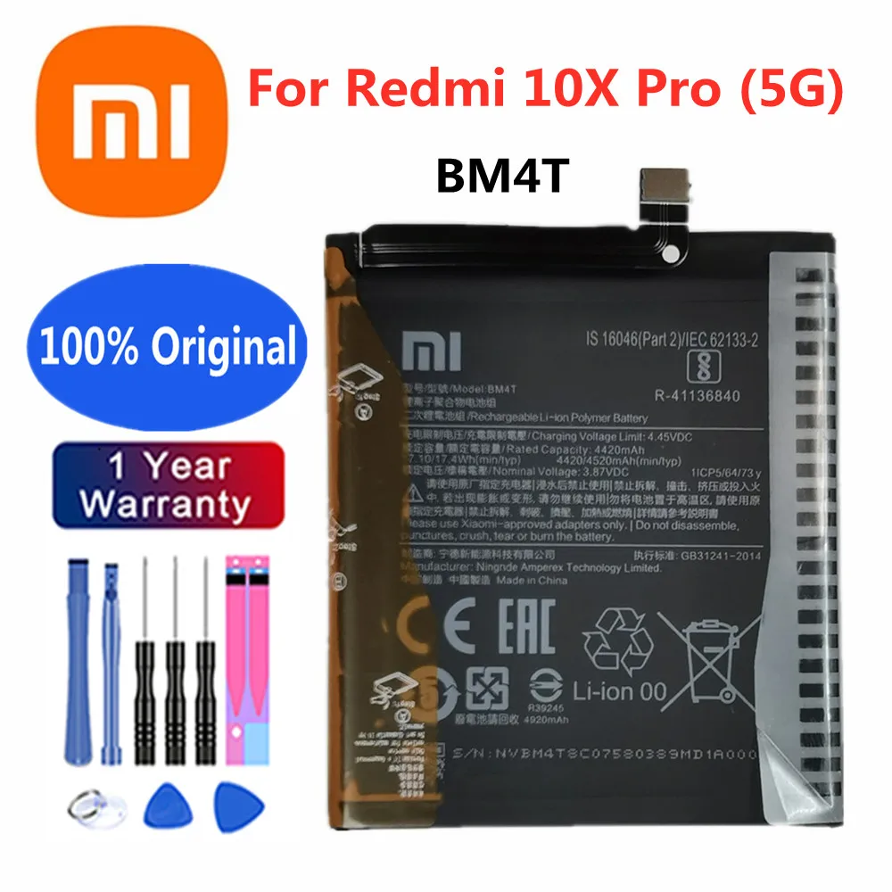 

Новый 100% оригинальный аккумулятор Xiao Mi BM4T 4520 мАч для Xiaomi Mi Redmi 10X Pro