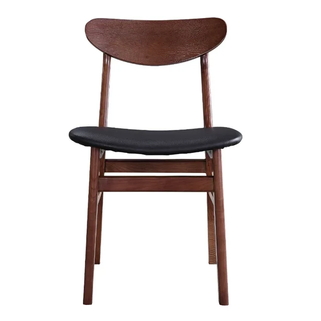 The product can be customized. Nordic wind log home dining chair modern backrest solid wood potato chip stool commercial 5