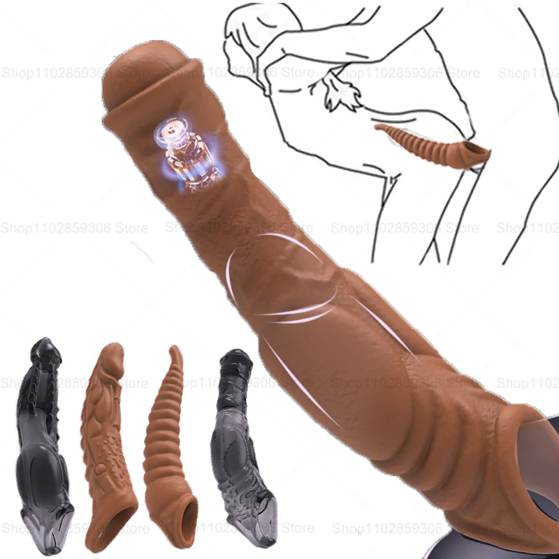 Wiederverwendbare Erwachsene Penis Extender Vergrößerung Kondom Vibrator Sex Spielzeug Für Männer Verzögerung Ejakulation Cock Ring Erotische Keuschheit Sex Shop 1