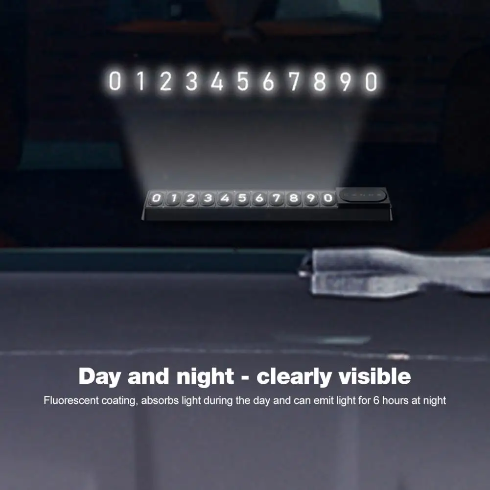 

Dashboard Mount Parking Number Plate Universal Night Car Parking Number Plate Sticker Slider Dashboard Mount for Temporary Auto