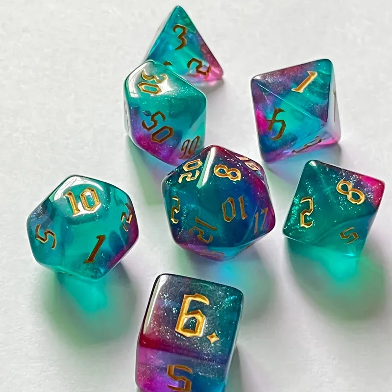 7pcs/set Bicolor Chameleon Multiaspect Dice Set Board Games Accessories acrylic dice game dice dice set