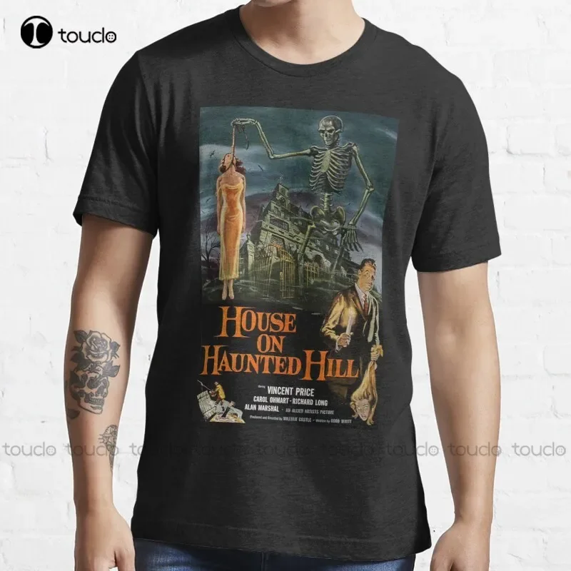 New House On Haunted Hill - Horror Haunted Hill Film Film Vincent Price T-Shirt Camicia Blu Magliette In Cotone Xs-5Xl Tshirt