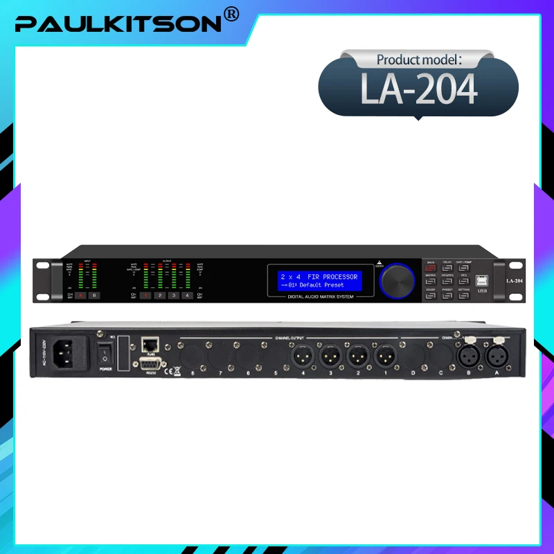 Audio Processor Paulkitson LA Series Digital Audio Processor 192KHz Professional Processor Audio 64-Bit DSP With Fir Speaker Management System