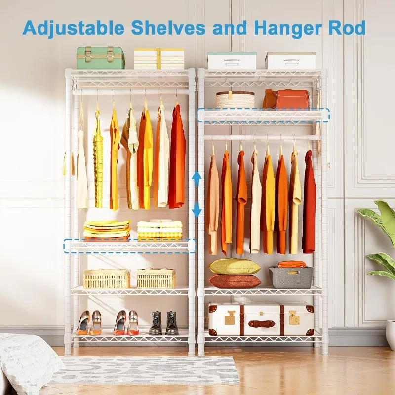 H4 Mini Portable Closet, 4 Tiers Freestanding Clothing Garment Rack for Small Space, Metal Clothes Wardrobe System for 3