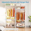 H4 Mini Portable Closet, 4 Tiers Freestanding Clothing Garment Rack for Small Space, Metal Clothes Wardrobe System for 3