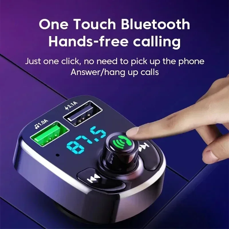 Bluetooth FM Transmitter VIKEFON LED MP3 Car Bluetooth FM Hands-Free Bluetooth-compaitable 5.0 Transmitter 3.1A QC3.0 PD Type C Dual USB Car Charger