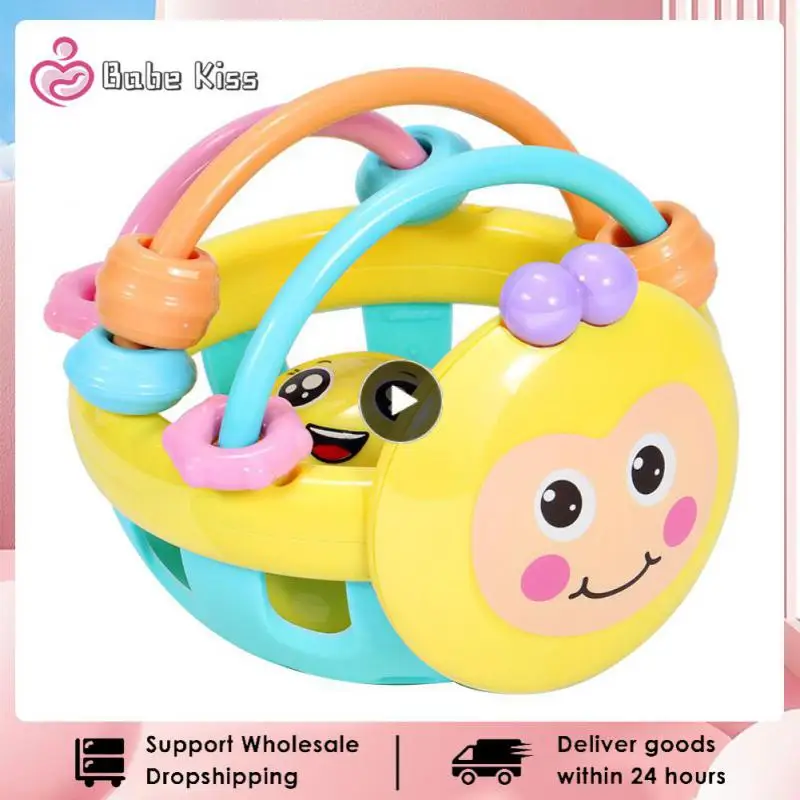 

Baby Rattles Intelligence Toy Baby Hand Grip Rattle Fitness Puzzle Soft Rubber Ball Bell Bite Toys For Kids Preschool Tool