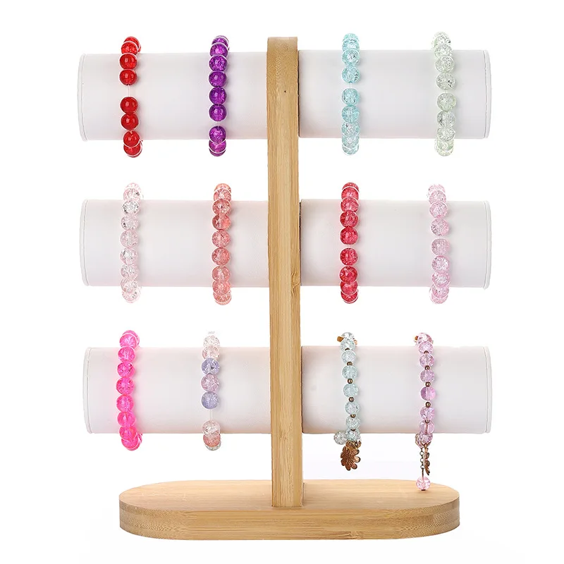 Bamboo Three Layer Bracelet Holder Bracelet Watch Storage Rack Table Jewelry Rack Display Props Jewelry Display Rack