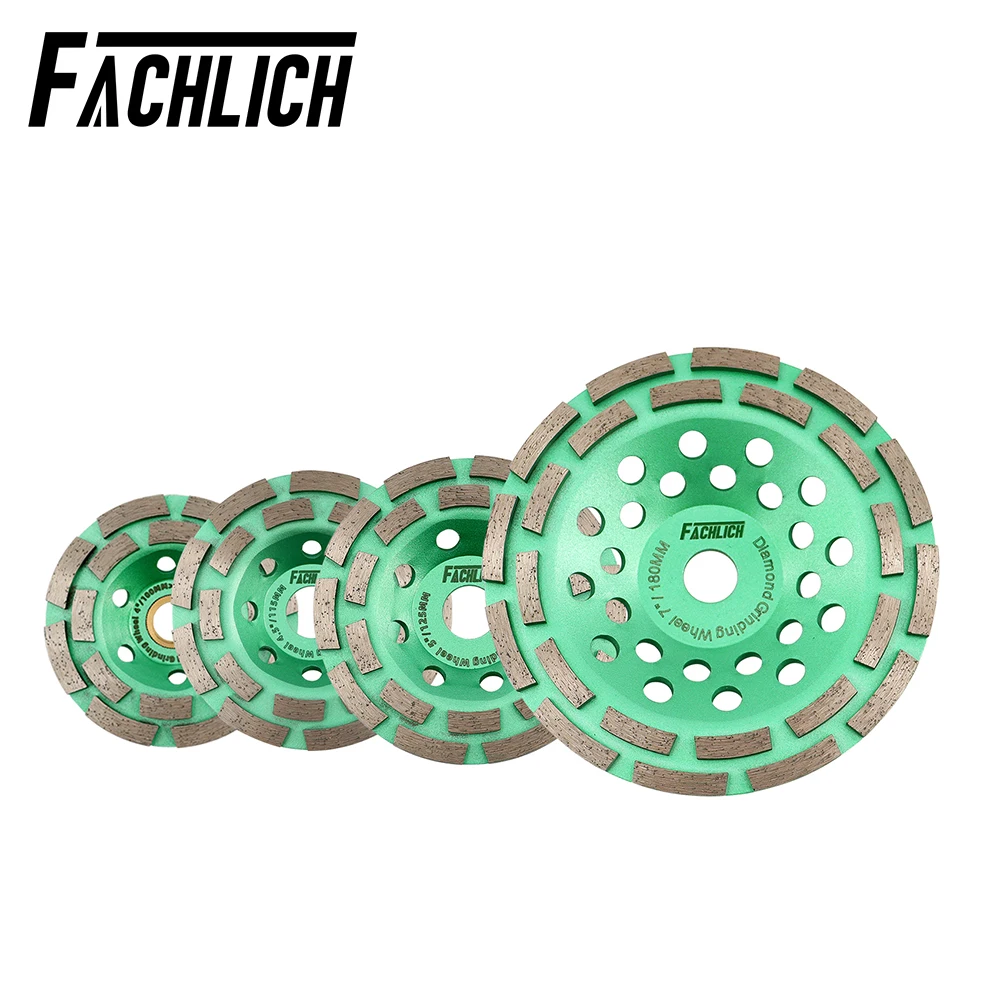 FACHLICH 1pc Dia100/115/125/180mm Diamond Grinding Cup Wheel For Concrete Marble Ceramic Tile Polishing Plate Grinder Double Row shdiatool 1pc 90mm sintering core bit diamond hole saw drill bits for marble granite brick tile ceramic concrete drilling m14