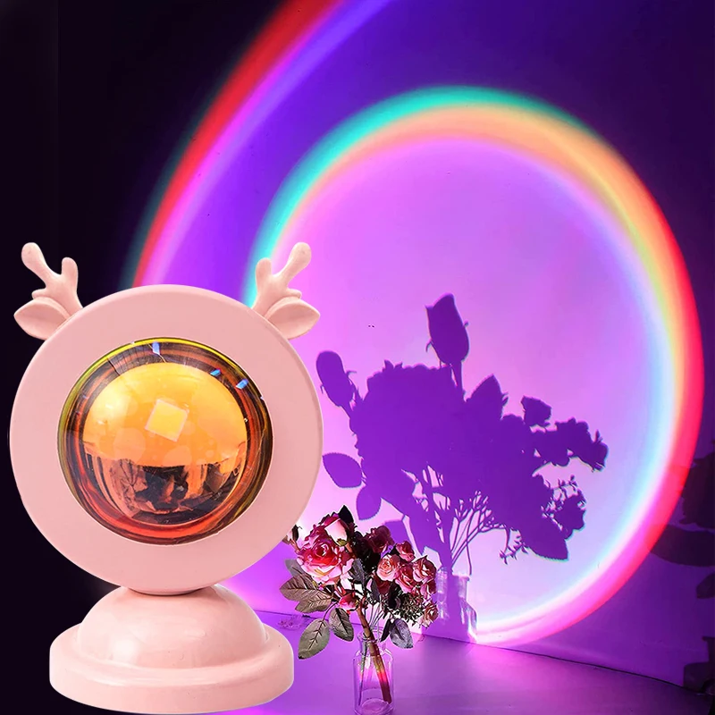 

Creative Sunset Lamp Sun Projection Lamp Sunset Atmosphere Photography Background Mini Tabletop Lamp Home Room Decor Night Light