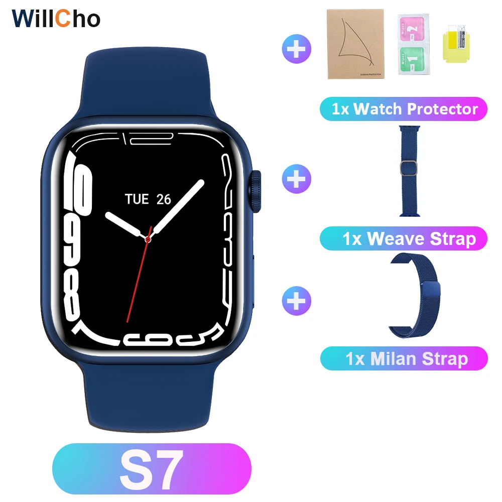 2022 S7 Smart Watch Iwo 14 Pro Nfc Voice Assistant Bluetooth Dial Answer Call Watch for Men Smart Watch Women Series 7 Pk W37Pro 