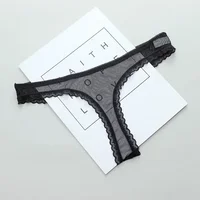 Sexy Transparent string culottes femmes dentelle voir à travers l'entrejambe maille bas Sexy sans couture taille basse t-pantalon sous-vêtements 5