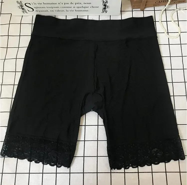 MAX 175KG Plus size High waist ice cotton Breathable pants,lace anti chafing legs for larger pants Safety Short Pants women 6XL