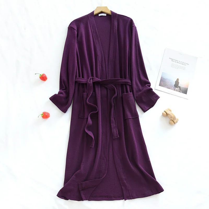 Plus Size Cotton Bathrobe for Women Spring Autumn Home Wear Night Robes Long Sleeve Kimono Sleepwear XXL