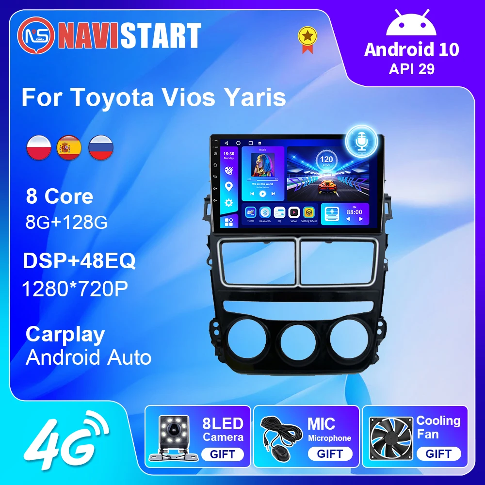 

NAVISTART Android автомобильный радиоприемник стерео для Toyota Vios Yaris 2018-2020 навигация GPS DSP Мультимедиа Видео DVD плеер 9 дюймов Navi