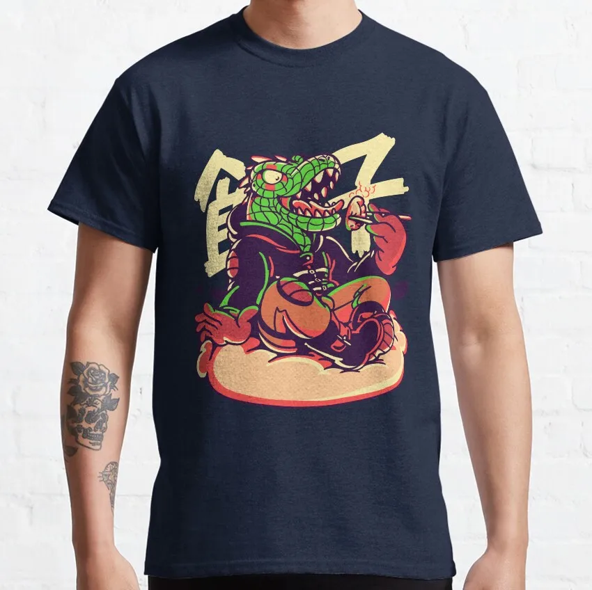 Hungry Bug Gyoza Anime Gothic T-Shirts for Men - 100% Cotton Short Sleeve Tee, Large Size