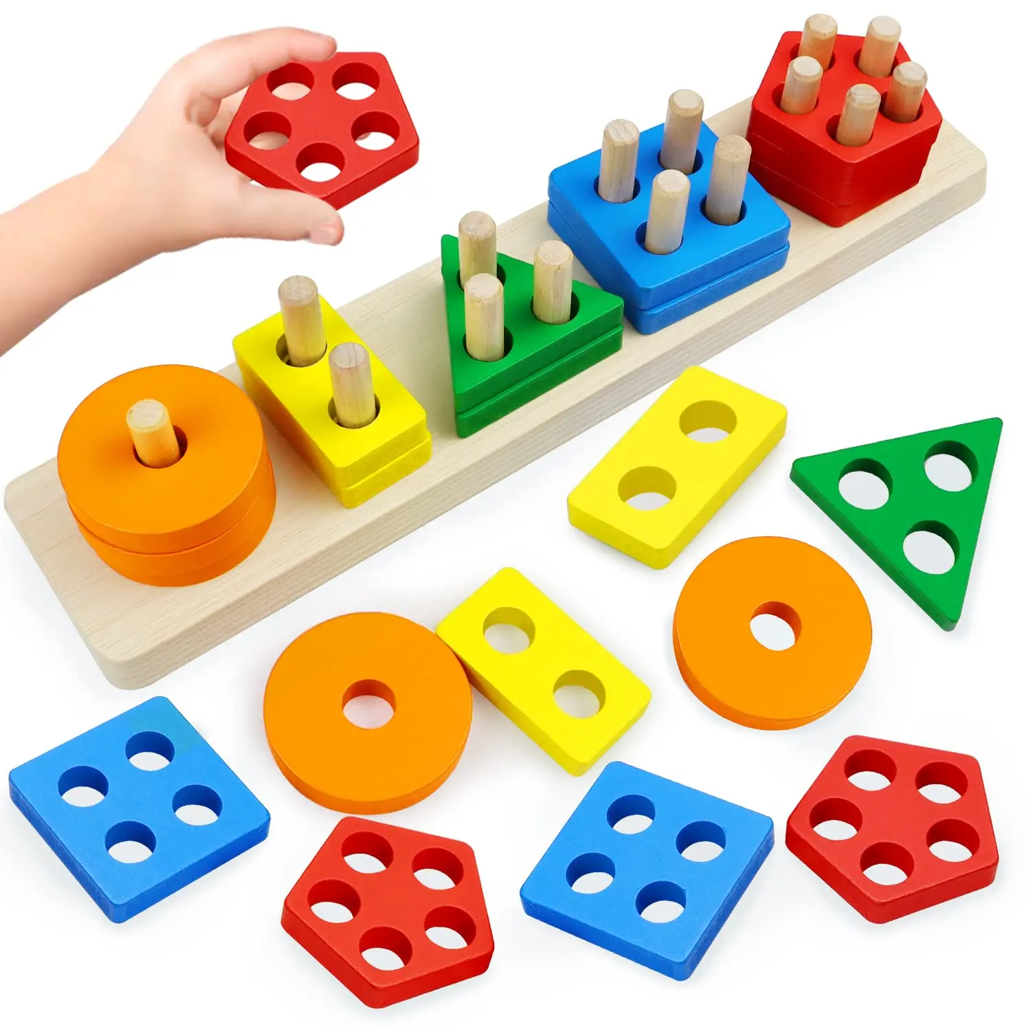 

Montessori Toys for Kids 1 2 3 Years Wooden Sorting Stacking Toys Sorters for Children Montessori Educational Toys Wooden Puzzle