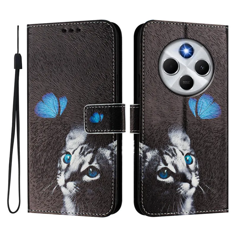Elegant Leather Flip Wallet Phone Case with Magnetic Closure - Floral & Bear Design
