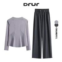 DRUR – survêtement pour femmes, pour course à pied, Yoga, avec sweat-shirt ample 2 pièces et pantalons taille haute, ensembles de survêtement, vêtements de gymnastique, 2026 1