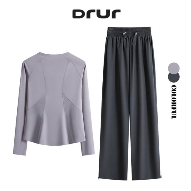 DRUR – survêtement pour femmes, pour course à pied, Yoga, avec sweat-shirt ample 2 pièces et pantalons taille haute, ensembles de survêtement, vêtements de gymnastique, 2026 1