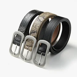 Button Snake Pattern Decorative Jeans Belt Fashion Simple Printed Belt Women's Popularity