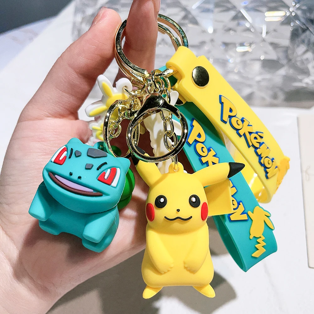 anime keychain Pokemon Keychain Pikachu Anime Action Figure Toy Kawaii Cartoon Charmander Psyduck Doll Keyring Car Bag Pendant Kid Gift