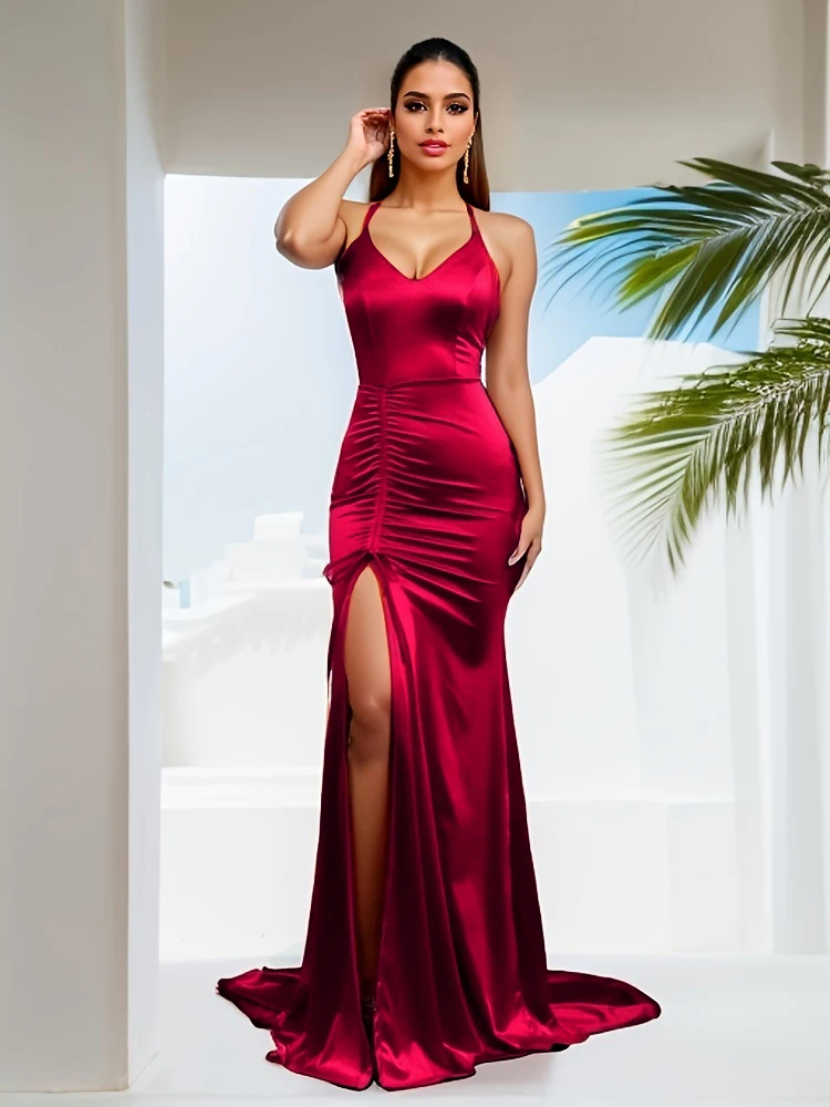AIEOE Vestito con Bretelle Aderente Donna Sexy con Scollo V e Schiena Nuda Elegante Corto Vita