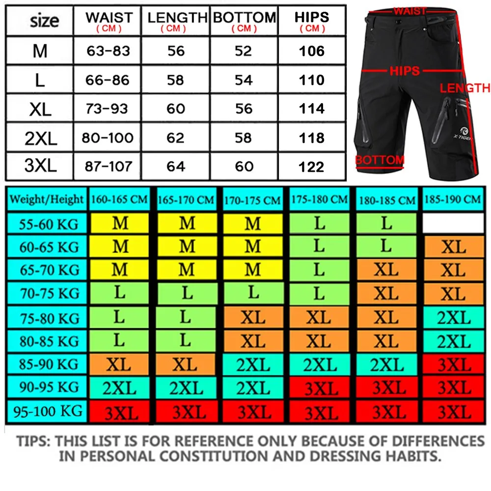 Cycling shorts X-TIGER Mountain Bike Multi-Pockects Breathable Loose Riding Road MTB Outdoor Sports Waterproof Pants