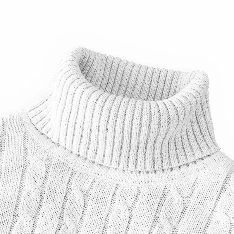 Autumn Men's Long Sleeve Knitted Sweaters Men's Slim Fit Turtleneck Sweater Casual Pullover Sweater Lightweight Ribbed Sweater 3